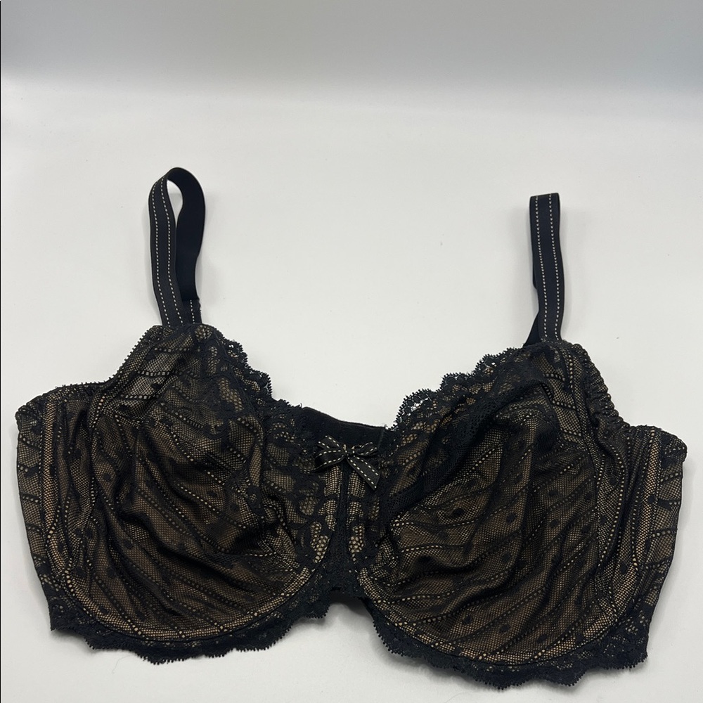 Chantelle Elegant Black Lace Underwire Bra US 38DDDD UK38F